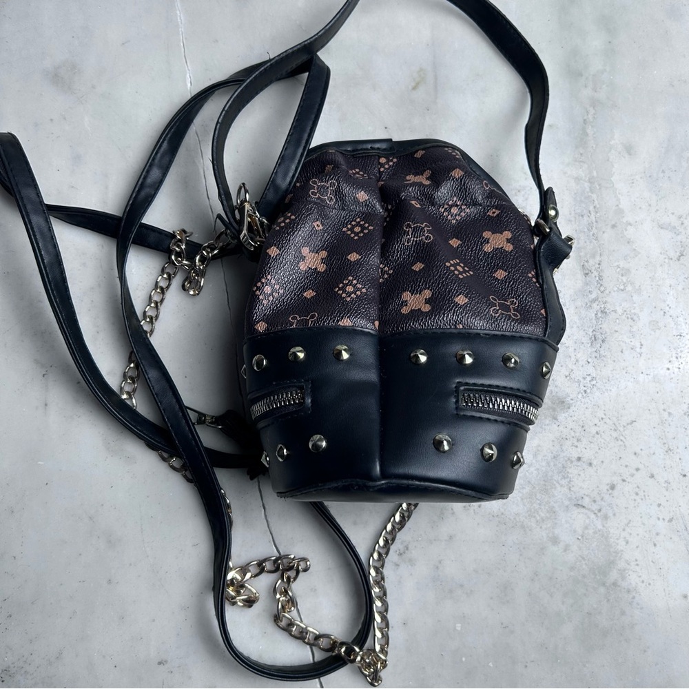 Black and Gold Studded Mini Handbag
